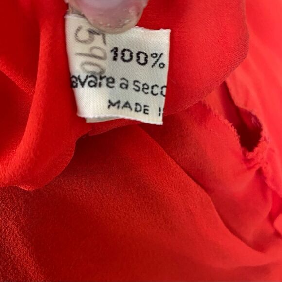 Celine Paris Vintage Red Silk sequins stripes detail Button Blouse S - Picture 9 of 12